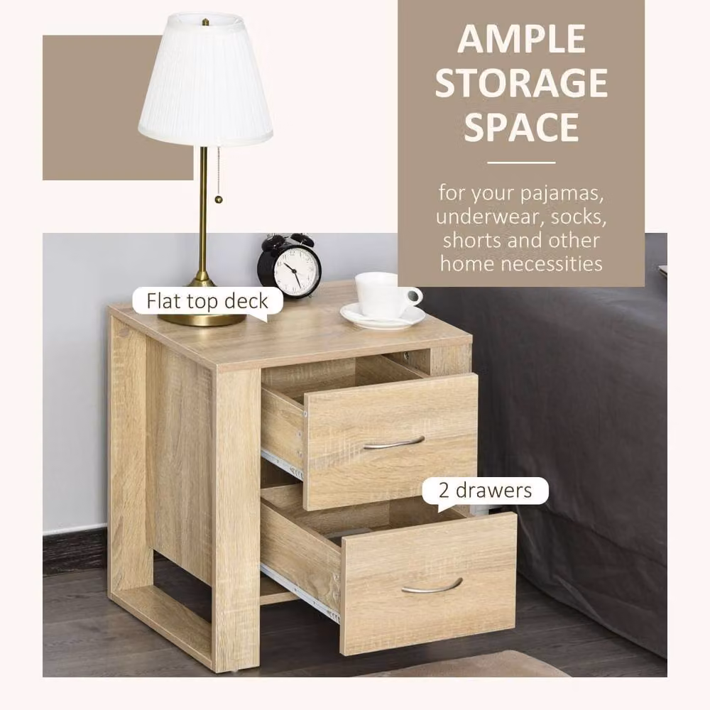 Wyld Haus Colu Set of 2 Natural Brown Wooden Bedside Tables with 2 Drawers – 4