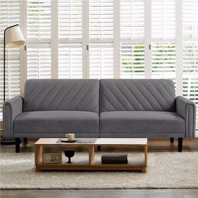 Yaheetech Modern Convertible Click-Clack Sofa Bed in Dark Grey