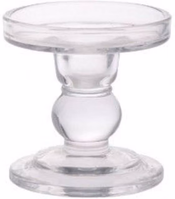 KDMD Clear Glass Pillar Candle Holder Set of 3, Diameter: 8.7 cm