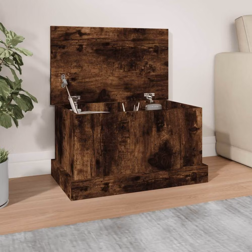 Berkfield Home Smoked Oak Storage Box in Brown, W/D/H: 50 x 30 x 28 cm – 2
