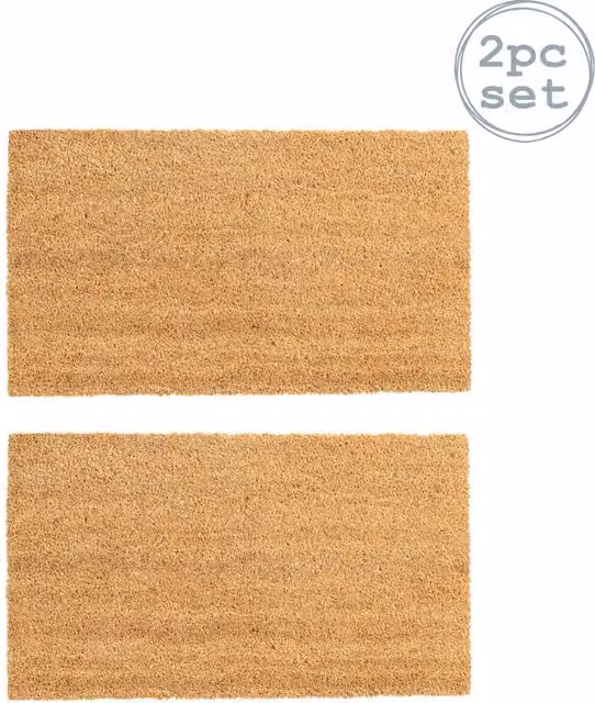 Nicola Spring Classic Coir Door Mats, Pack of 2, Brown, W: 70 cm, D: 40 cm