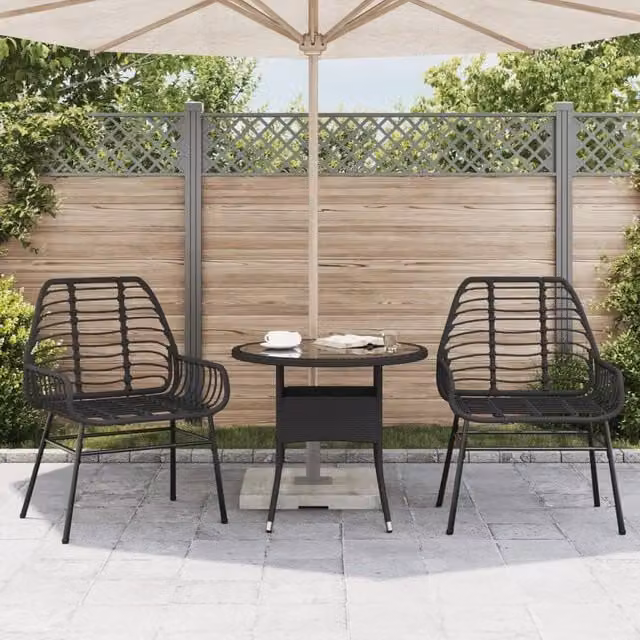 Berkfield Home Beautiful Black Poly Rattan Garden Chairs, Set of 2