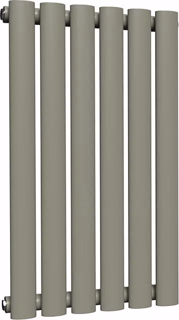 Lux Heat Oval Horizontal Single Wall Mounted Steel Radiator in Dark Sage, W: 60 cm, H: 36 cm