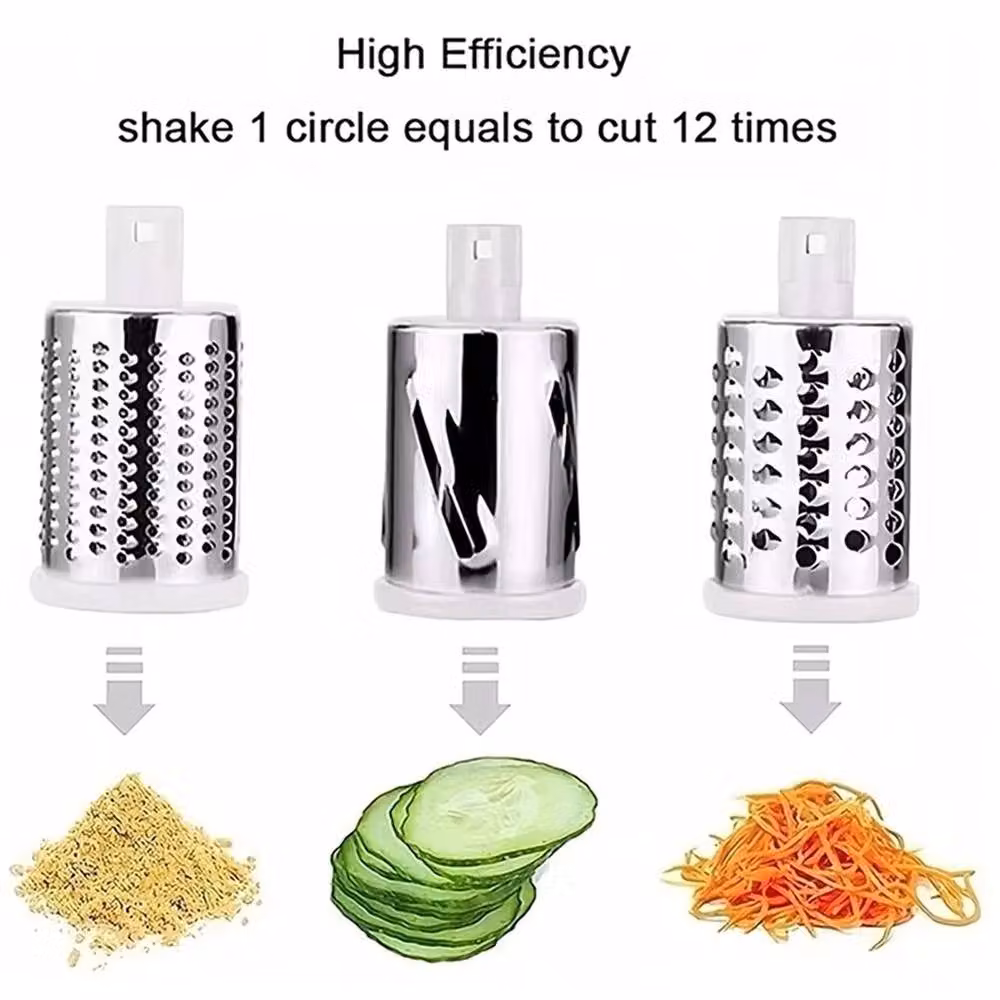 VOGREX White 3-in-1 Stainless Steel Rotary Grater, Slicer, Shredder and Chopper – 2