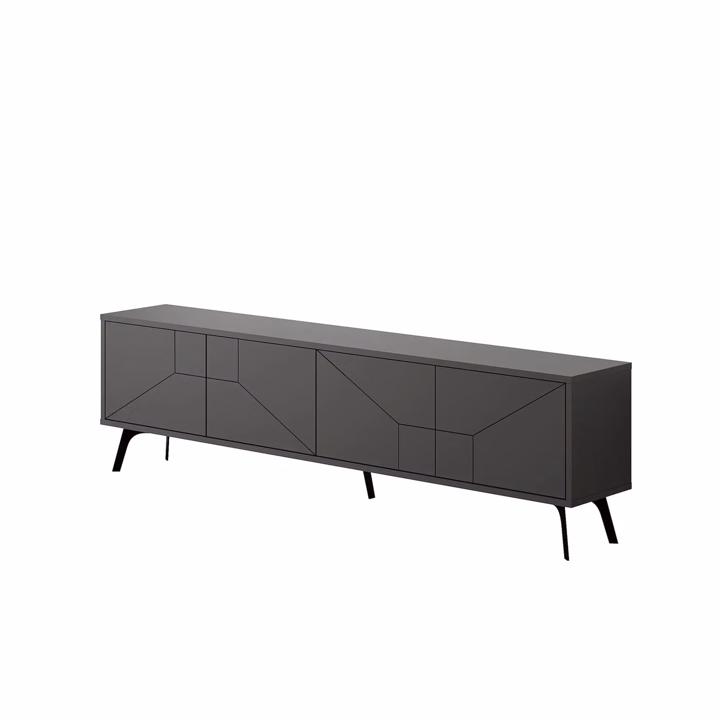 Decortie Dune Modern Geometric TV Unit Multimedia Centre in Anthracite Grey, 180cm (Pack of 2) – 2