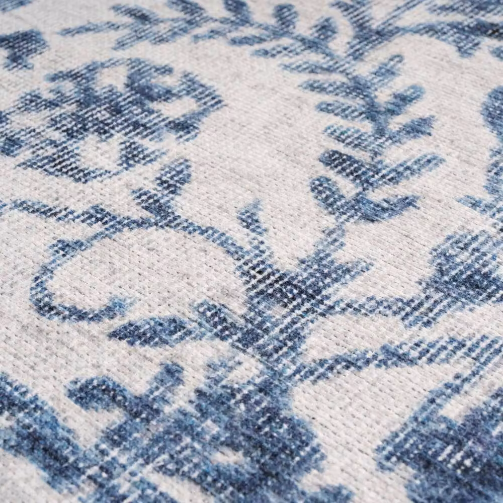 Kukoon Blue and Beige Floral Flatwoven Modern Area Rug for Living Rooms and Hallways, W: 280 cm, D: 380 cm – 2