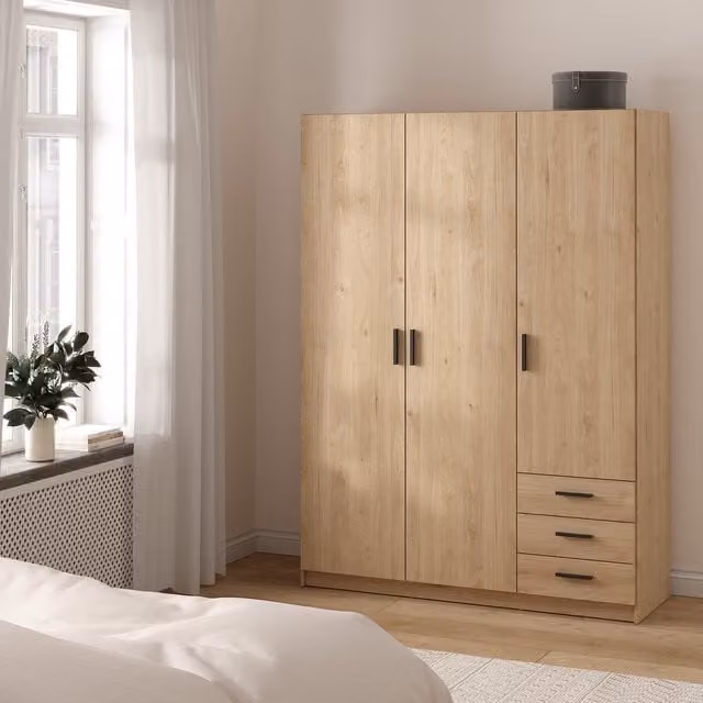 Furniture To Go Sprint Wardrobe with 3 Doors and 3 Drawers in Jackson Hickory Brown