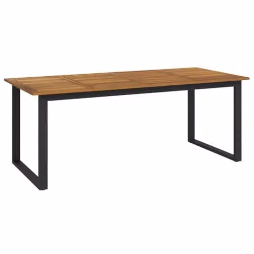 vidaXL Extendable Acacia Wood Garden Table with U-shaped Legs, Brown and Black, W: 200 cm, D: 90 cm, H: 75 cm