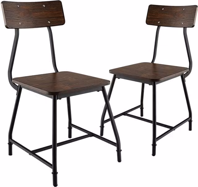 COSTWAY Set of 2 Retro Dining Chairs in Brown – 1