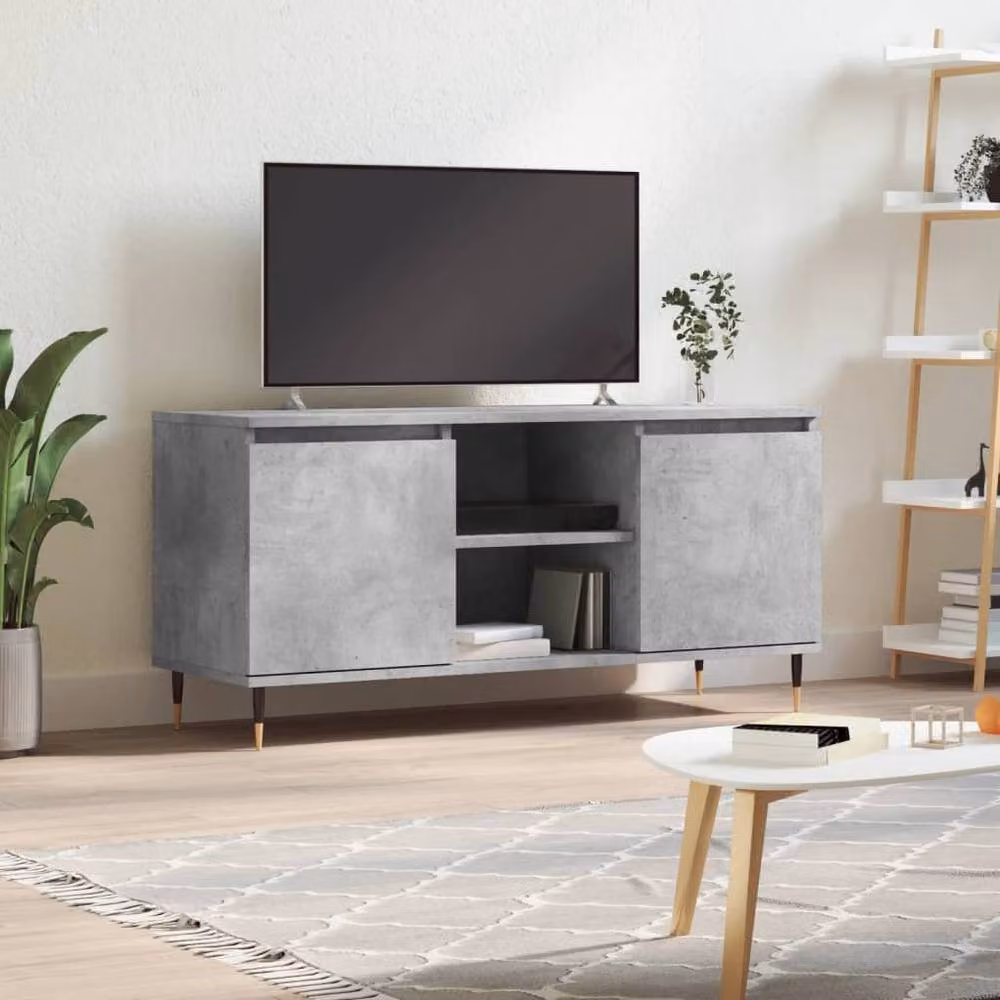 Berkfield Home Modern TV Cabinet in Concrete Grey, W/D/H: 104 x 35 x 50 cm – 2