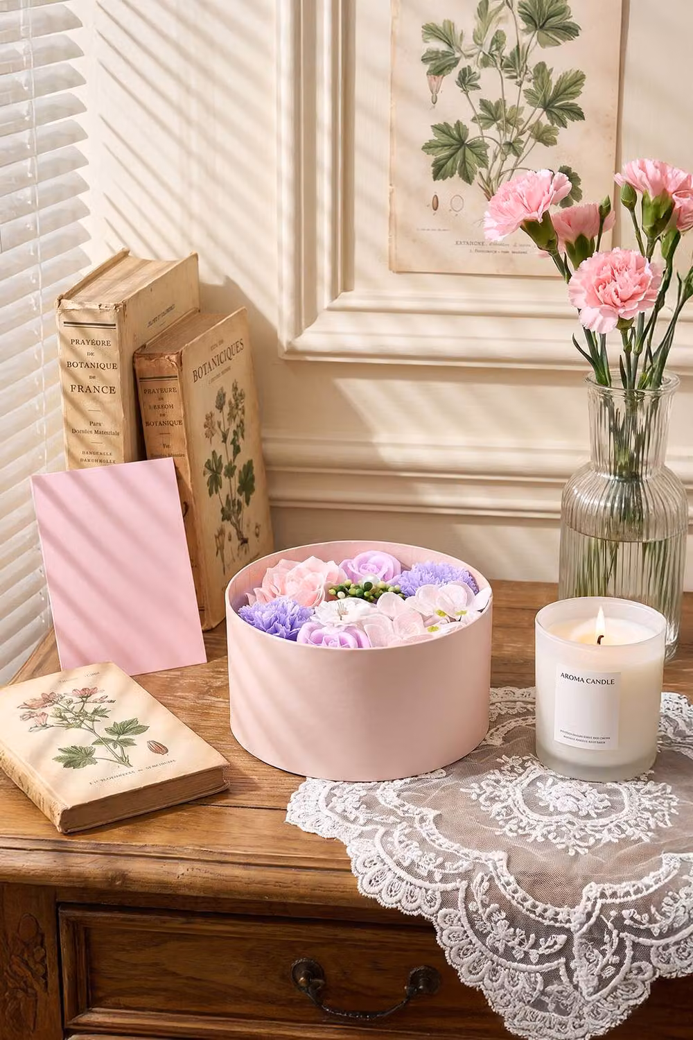 Living and Home Round Purple Soap Flower Gift Box – 2