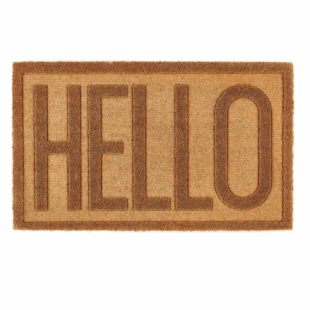 Madison & Mayfair Classic Hello Coir Doormat in Brown, W: 44 cm, D: 75 cm – 2