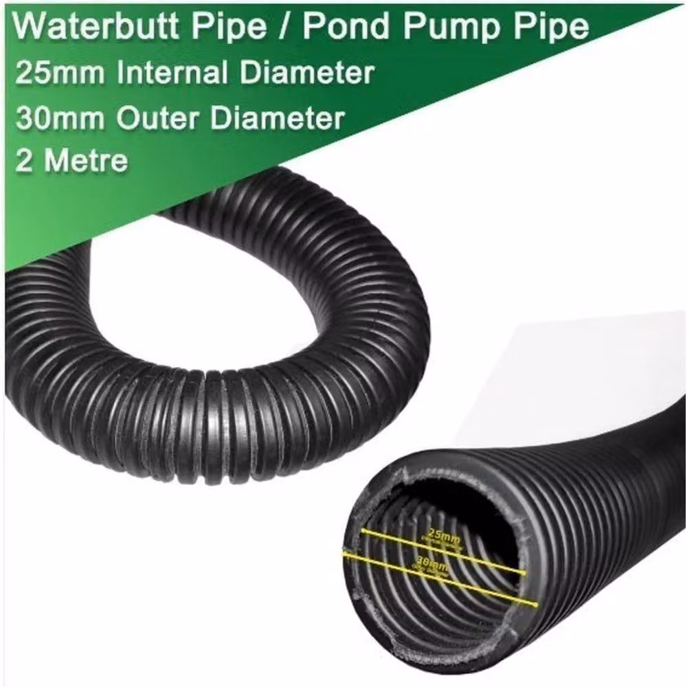 FLAVORA Flexible Water Butt Connection Hose, Black, 25mm – 4