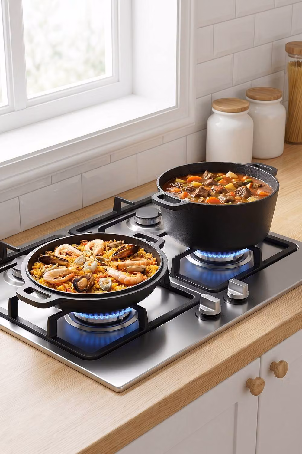 Living and Home 5L Cast Iron 2-in-1 Casserole Dutch Oven with Reversible Lid in Black – 4
