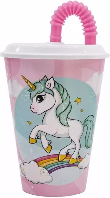 Official Unicorn Range White and Multicolour RTD Sports Tumbler with Straw