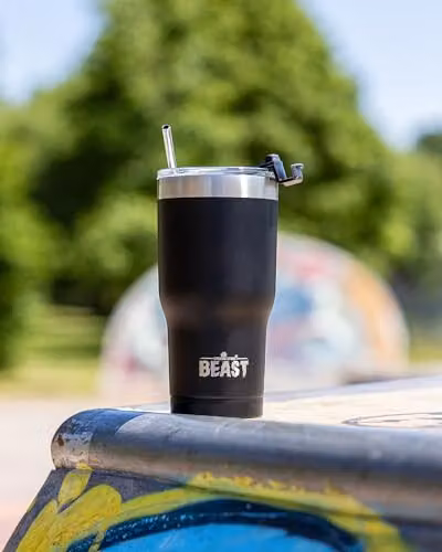 Greens Steel Beast Tumbler, Matte Black, 550 ml, Reusable Stainless Steel Vacuum Insulated Cup with 2 Straws and Cleaning Brush – 4