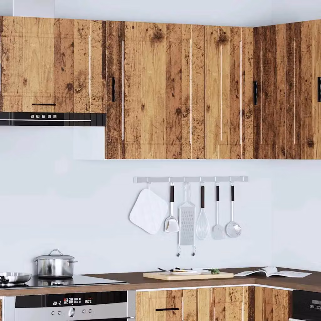 Berkfield Home Porto Kitchen Wall Cabinet in Grey and Brown Engineered Wood – 3