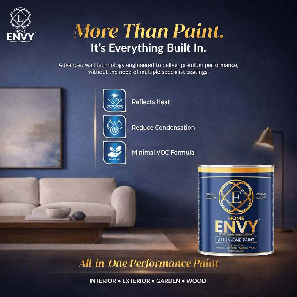 HOMES ENVY All-In-One Matt Multi Surface Indoor and Outdoor Water Based Paint, Green, 2.5 l – 2