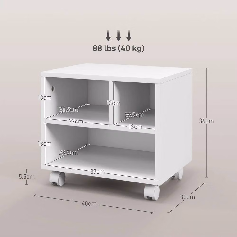 EONLION Printer Stand with Storage and Wheels in White, W: 100 cm x D: 36 cm – 2