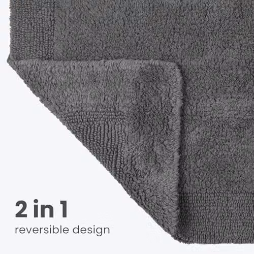 Allure Bath Fashions Reversible Heavyweight Cotton Bath Mat, W: 53 cm, D: 85 cm, Grey/Red – 3