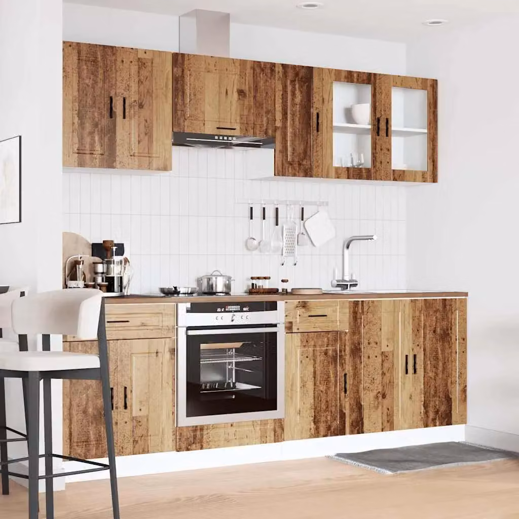 Berkfield Home Kalmar 8 Piece Rustic Kitchen Cabinet Set in Brown Old Wood – 2