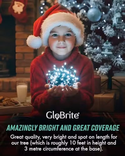 Globrite 100 LED Cool White Fairy String Lights with Remote Control and Timer for Christmas and Halloween Decorations – 6