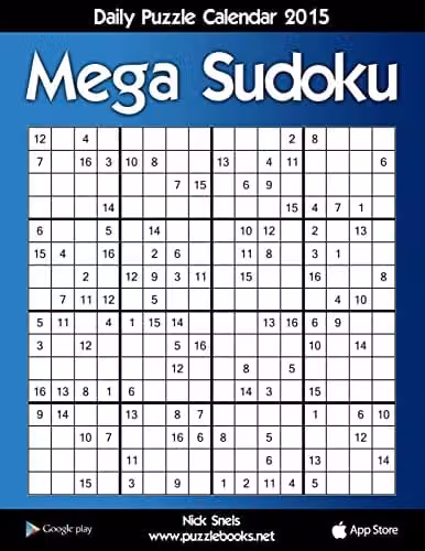 Createspace Daily Mega Sudoku 16x16 Puzzle Calendar 2015 for Adults in Blue