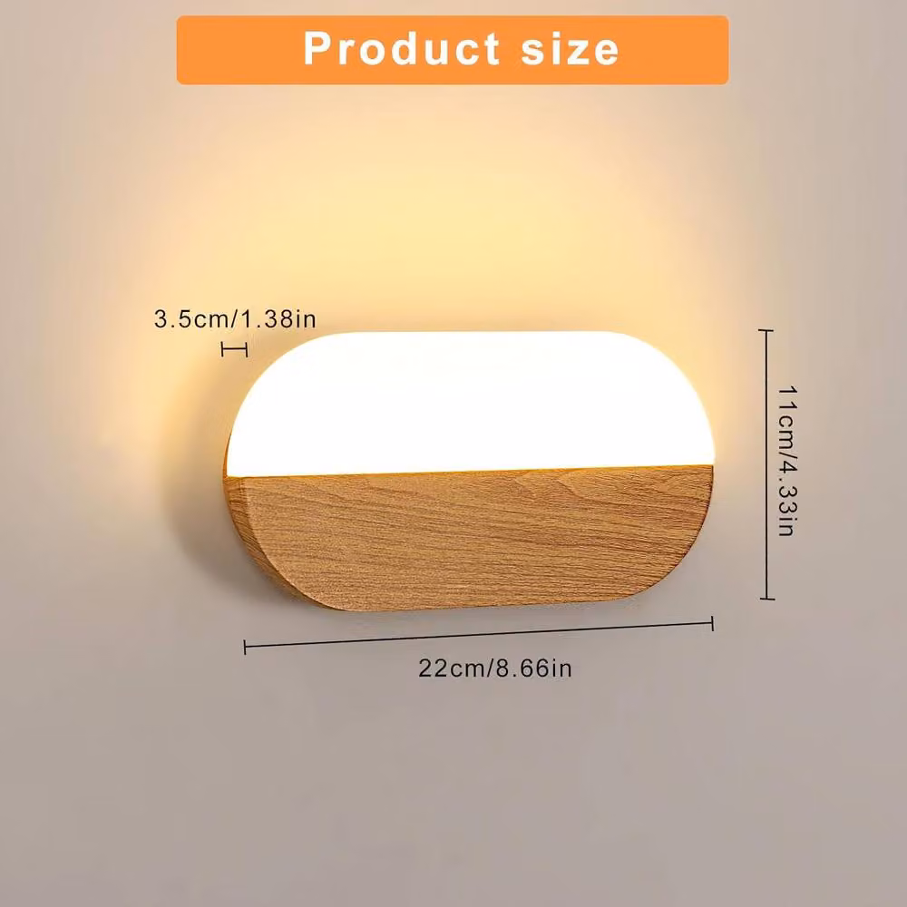 Goeco Modern Scandinavian Wooden LED Wall Light, 7W Warm White 3000K, White and Wood – 2