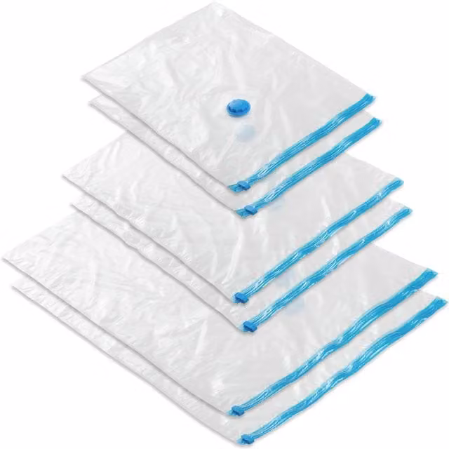 tectake Vacuum Storage Bags, 6 Pack, Various Sizes, Transparent and White