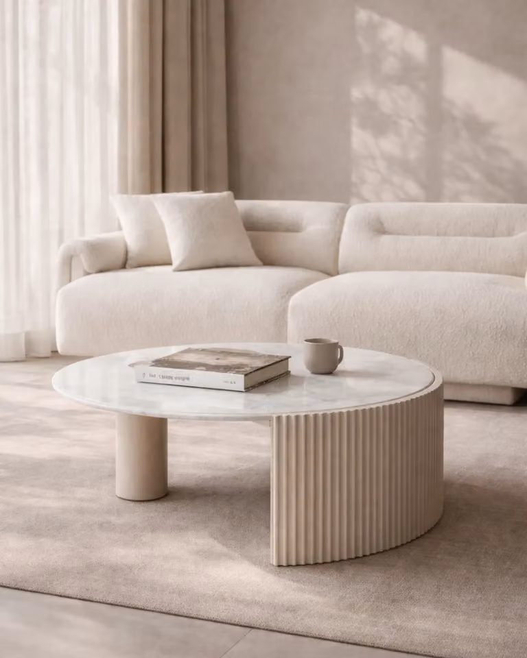 Tommy Franks Salida Coffee Table in Beige with Marble Top, W/D/H: 100 x 100 x 40 cm