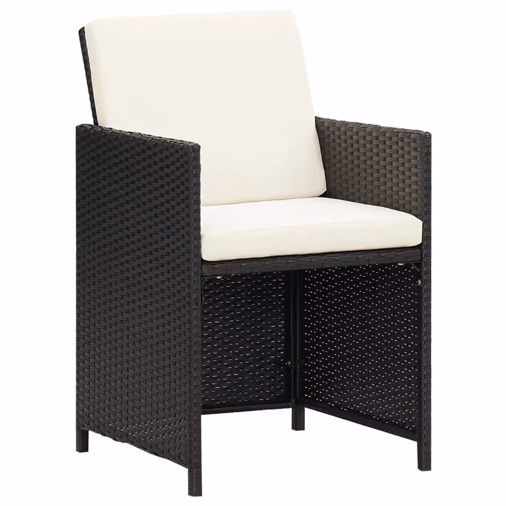 Berkfield Home Set of 4 Black Poly Rattan Garden Dining Chairs with Cushions – 2
