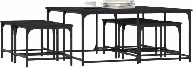 Berkfield Home Nesting Coffee Tables, 5 Piece Set in Black Engineered Wood