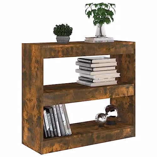 vidaXL Smoked Oak Book Cabinet and Room Divider, Brown, W: 80 cm, D: 30 cm, H: 72 cm – 5