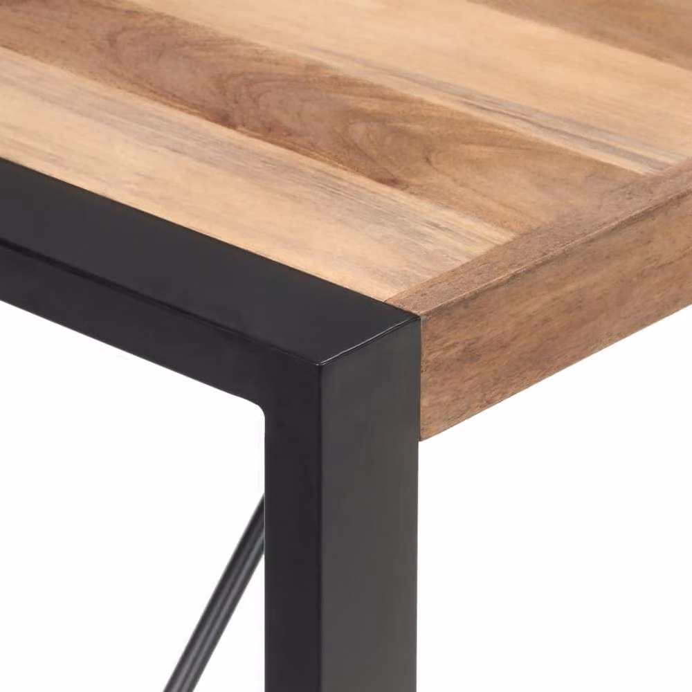 Berkfield Home Rectangular Solid Wood Dining Table in Brown, W/D/H: 140 x 70 x 75 cm – 3
