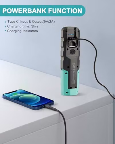 KOOLITE Rechargeable LED Work Light, 600LM Waterproof Inspection Lamp with Magnetic Stand and Clip, Blue – 4