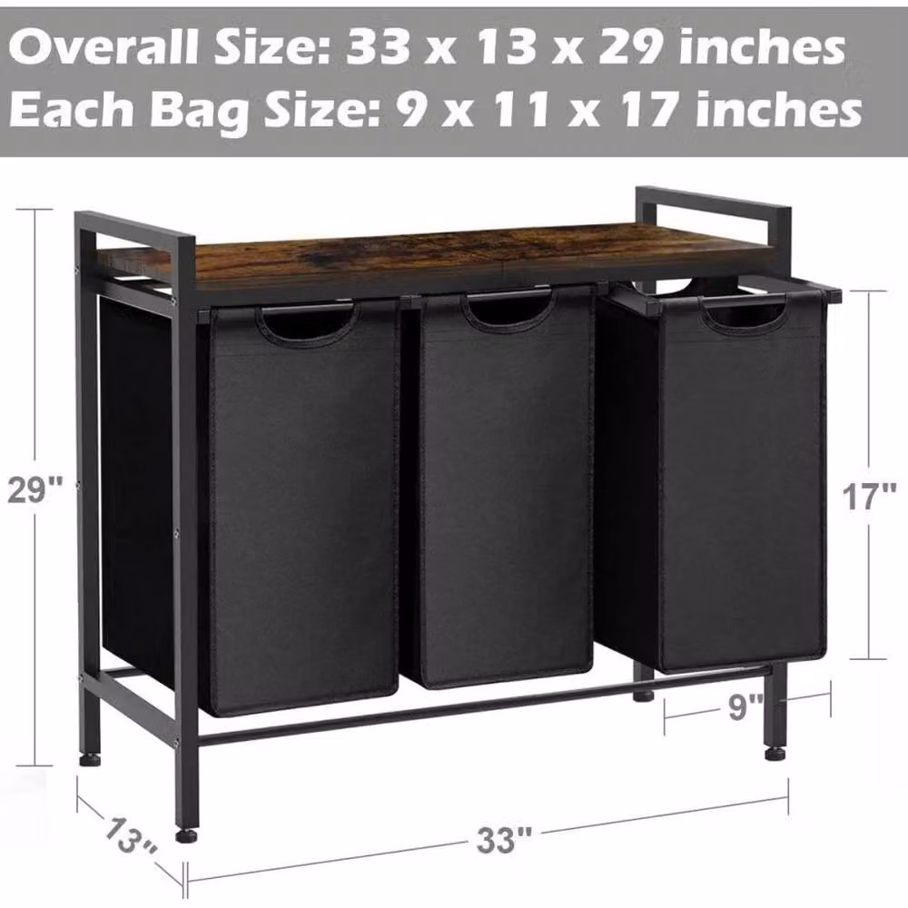 NESTLUNE 3 Section Laundry Sorter with Removable Bags, Black – 2
