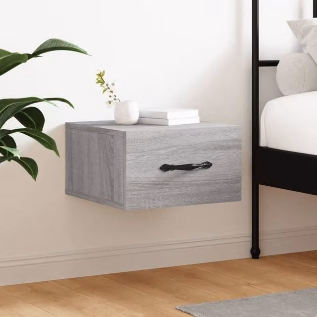 Berkfield Home Wall-mounted Bedside Cabinet in Grey Sonoma, W/D/H: 35 x 35 x 20 cm – 1