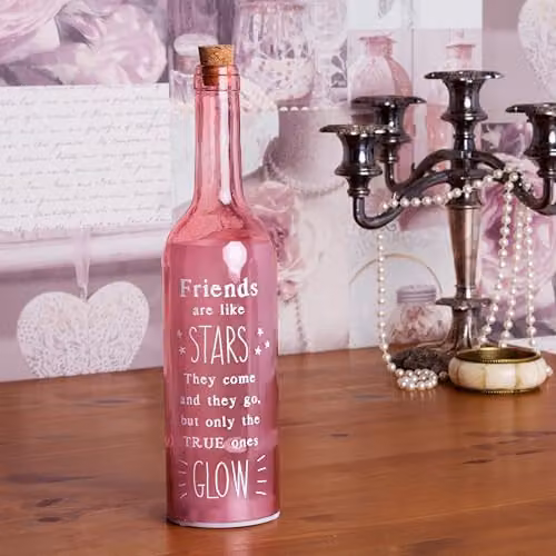 Boxer Gifts Friends Are Like Stars Light-Up LED Glass Starlight Bottle in Transparent, Pink and Multicolour – 4