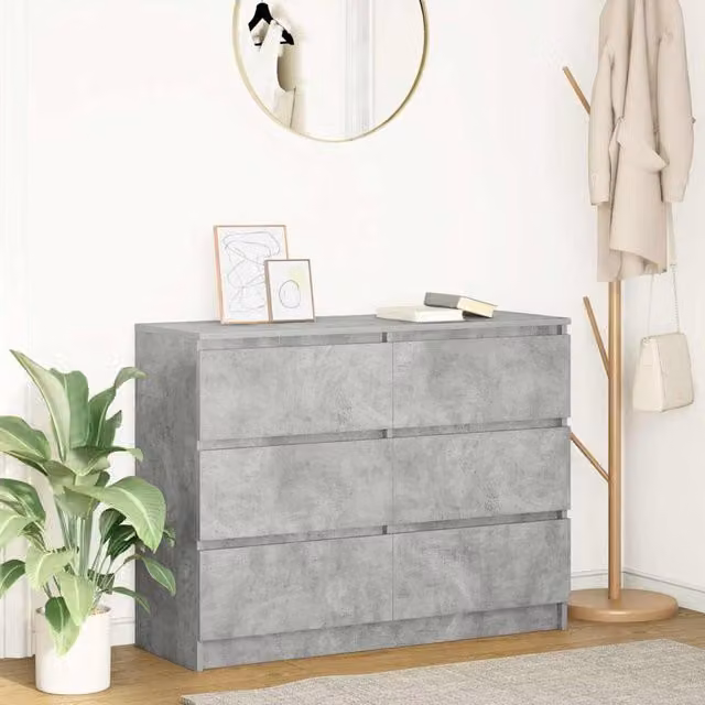 Berkfield Home Concrete Grey Sideboard, W/D/H: 100 x 35 x 76 cm