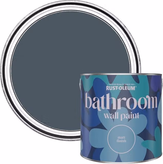 Rust-Oleum Deep Sea Green and Blue Matt Water-Based Bathroom Wall and Ceiling Paint, 2.5L