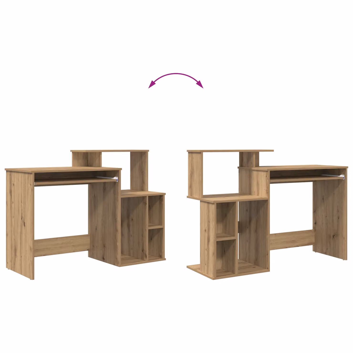 Berkfield Artisan Oak Home Writing Desk in Brown, W/D/H: 120.5 x 44 x 88.5 cm – 7
