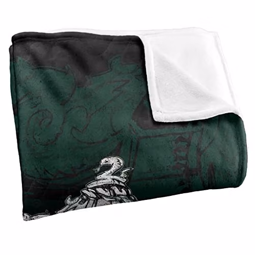 Warner Brothers Harry Potter Slytherin House Crest Fleece Blanket, W/D/H: 152 x 127 cm, White/Multicolour – 2
