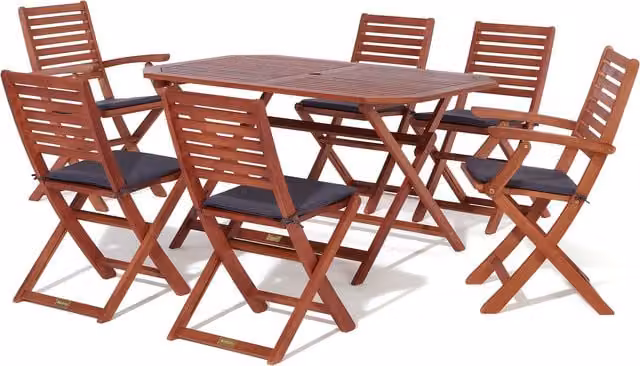 Rowlinson Plumley Six Seat Dining Set in Grey Treated Hardwood