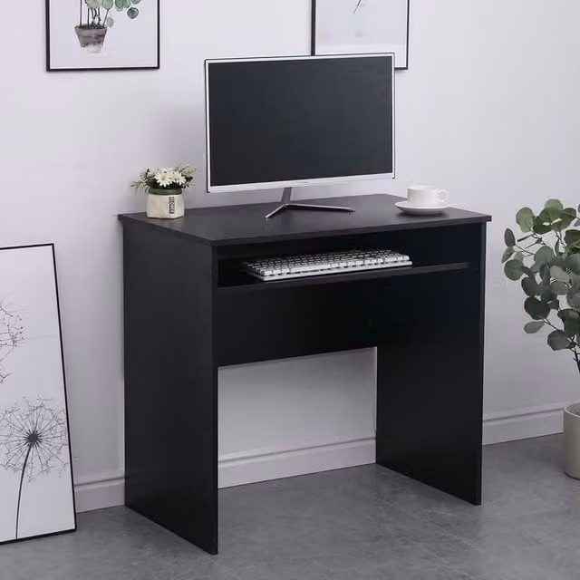 Home Source Compact Computer Desk in Black, W: 80 cm, D: 48 cm, H: 75 cm – 1