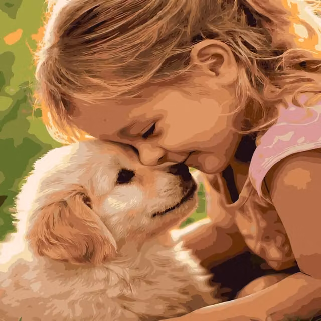 Syntego Cute Little Girl and Retriever Pup 5D DIY Diamond Painting Kit, Multicolour