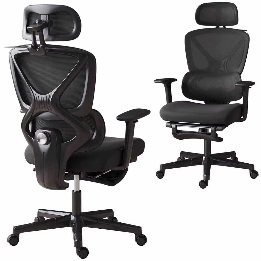 HOMCOM Executive Fabric Office Chair with Headrest and Armrests, Black – 2