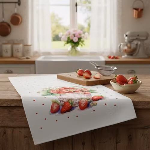 Purely Home Strawberry Basket Cotton Tea Towel in Multicolour and White, W: 67 cm, H: 45 cm – 2
