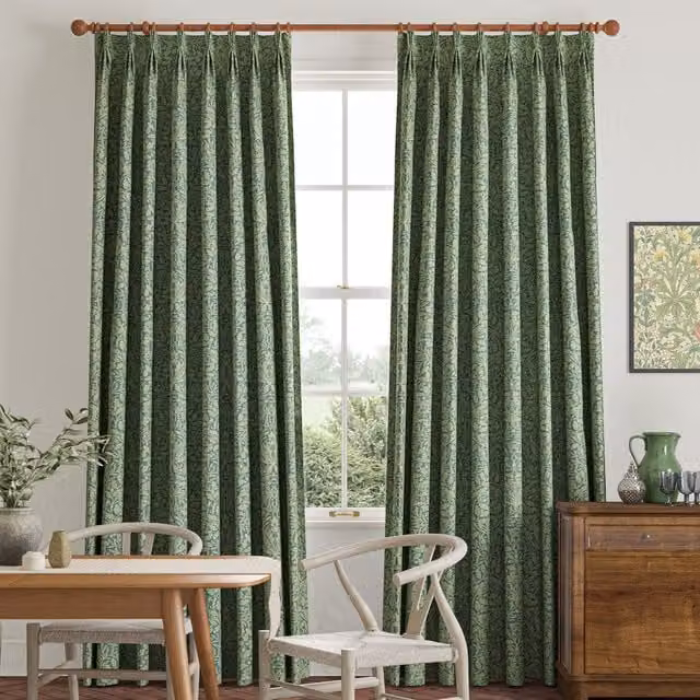 William Morris Acorn Made To Measure Blackout Cotton Curtains in Eucalyptus Green