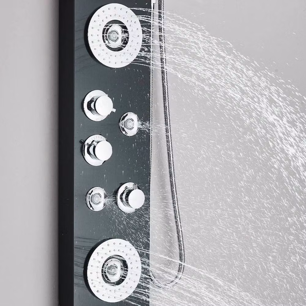 PAWNORA Stainless Steel Shower Panel Column Tower System with Rain, Massage and Hand Shower in Matt Black, H: 114 cm – 3