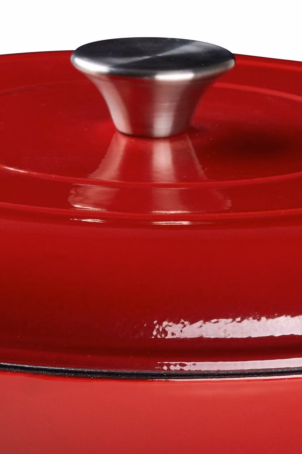 Garden Sanctuary Red Enamelled Cast Iron Dutch Oven Casserole Pot with Glass Lid, 3.2 l – 3